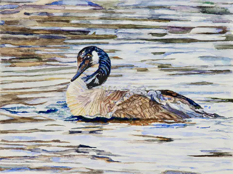 Elegantly Blue Goose (watercolor)