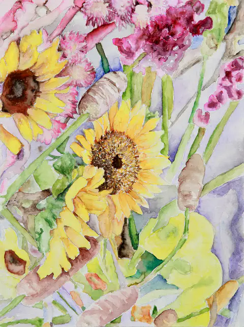 Yellow Sunlit Blooms (watercolor)